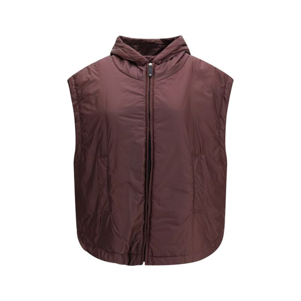 Max Mara The Cube Women Hooded Padded Vest In Water Repellent Canvas